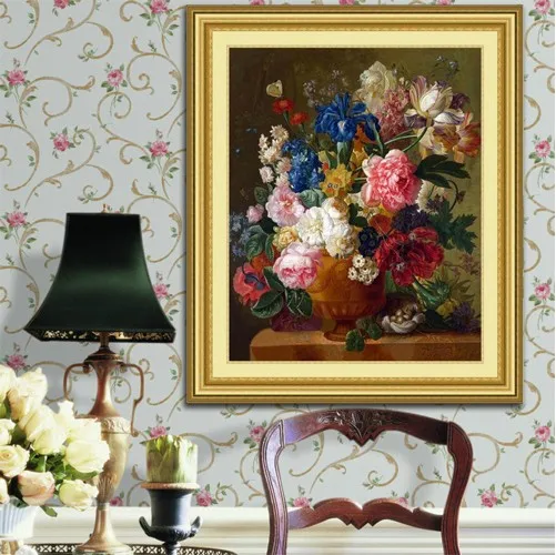 Набор для вышивки из шелковых нитей 100% наборы крестиком с вазой цветов | Дом и сад