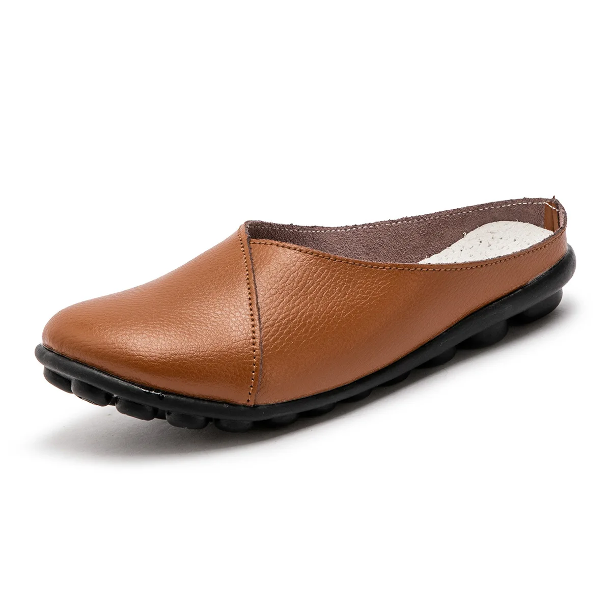 Light Brown Дизайнерские балетки на плоской подошве; Летняя женская обувь из натуральной кожи; женская обувь на плоской подошве; мягкие мокасины; лоферы на плоской подошве; Вьетнамки; женская обувь - Цвет: Light Brown