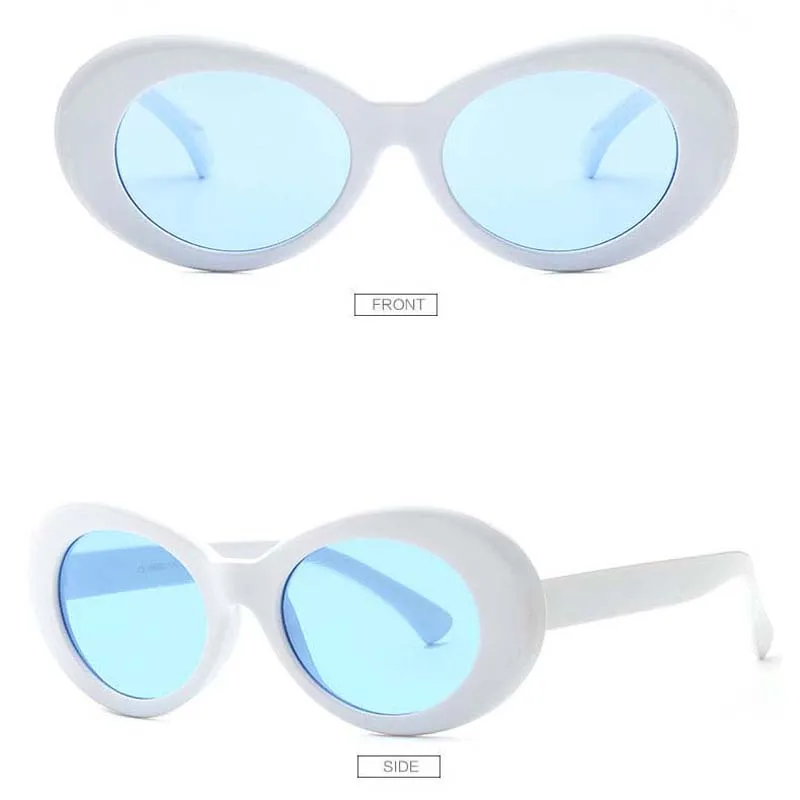 white frame blue Женские защитные очки, мужские Модные солнцезащитные очки, женские мужские Овальные Солнцезащитные очки, черные, белые, красные очки, UV400 - Цвет линз: white frame blue