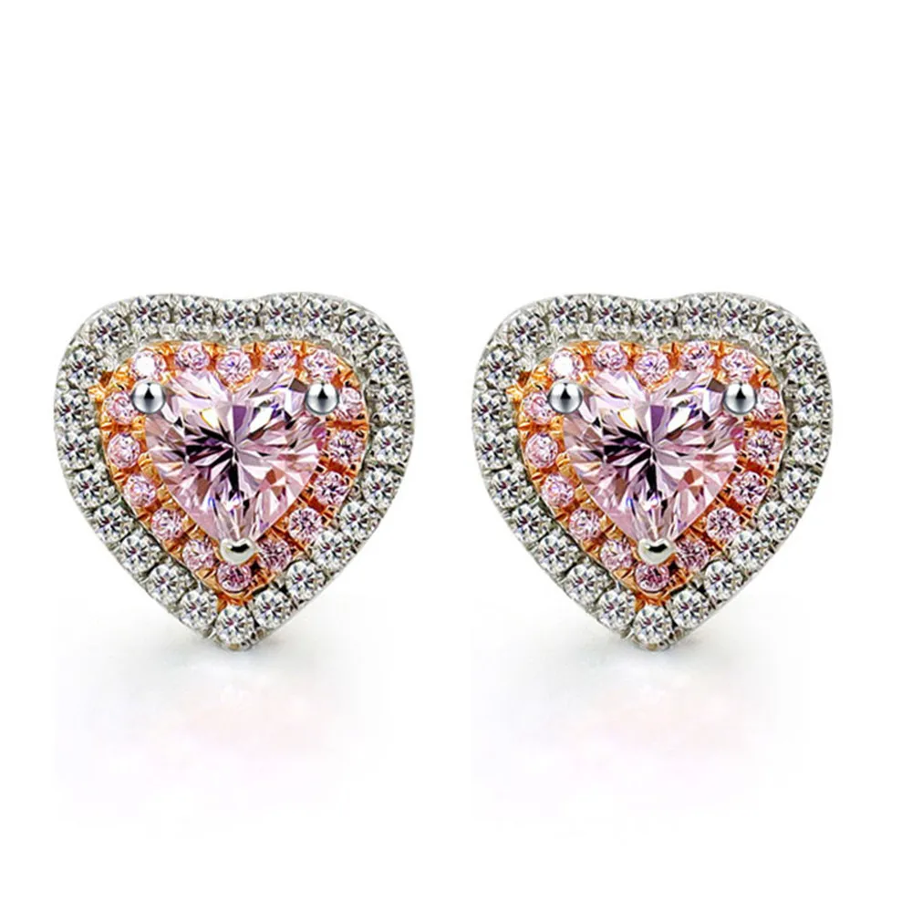 

Hermosa Valentine's Gifts Love Heart Shape Girls Women Earrings White Pink Topazz Kunzitee Romantic Jewelry