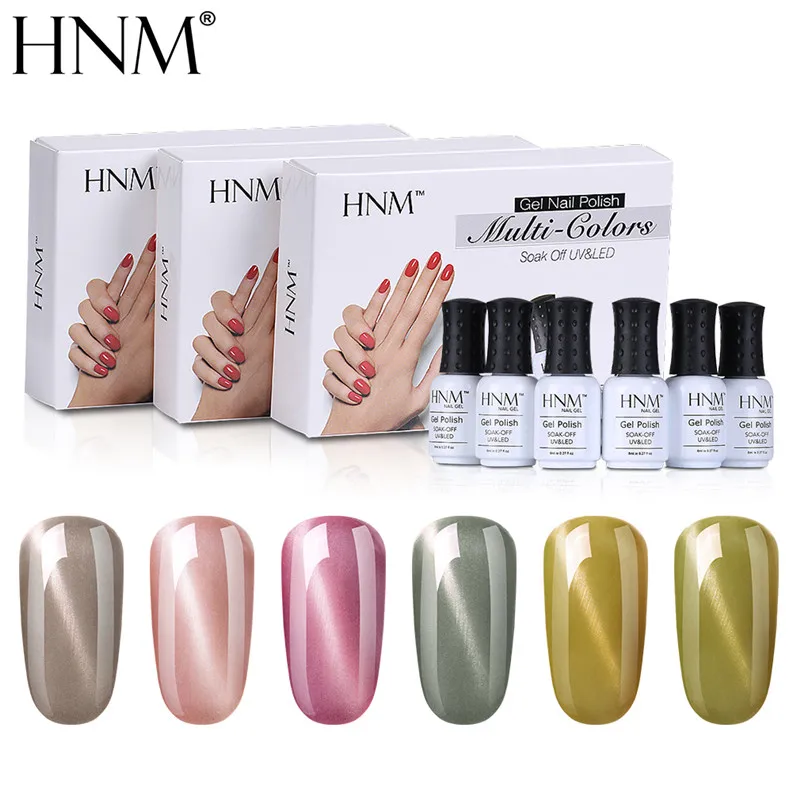 NO.10 HNM 6 шт./компл. недавно УФ-гель для ногтей солнцезащитные очки "кошачий глаз" в комплекте 8 мл голографический Гибридный Лаки Lucky лак штемпелюя картина покрытие для ногтей, полустойкое к комплект - Цвет: NO.10