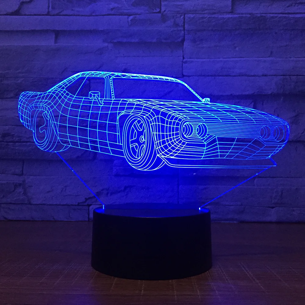 Супер Автомобильная настольная лампа 7 цветов изменяющаяся 3d новинка