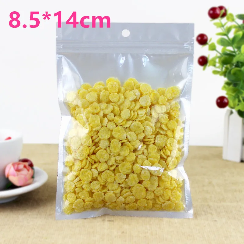 

8.5*14cm 200Pcs/ Lot White / Clear Event Packing Pouches Self Seal Zipper Plastic Retail Zip Lock Package Bags With Hang Hole