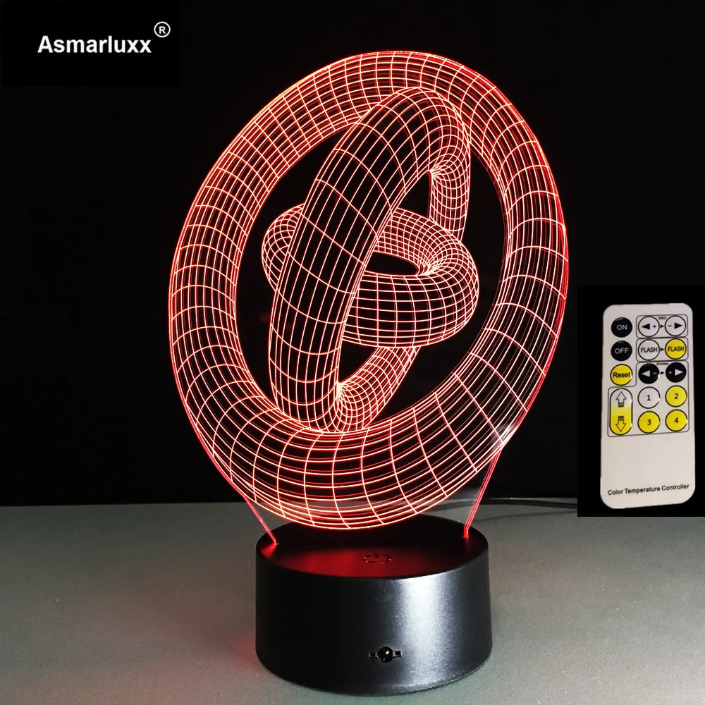 

3D Optical Illusion LED Table Night Light Remote Touch Control USB Cable Battery Operated Desk Lamp Decorations Circle Rings