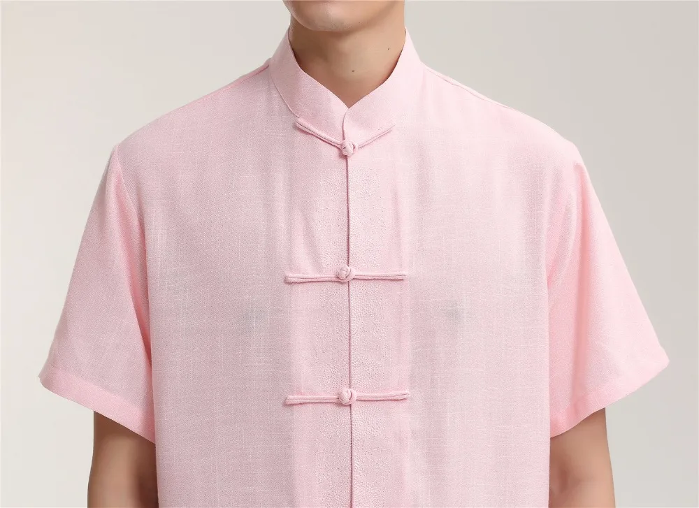 2021 новый китайский Тай Чи однотонные розовые однобортный человек с коротким