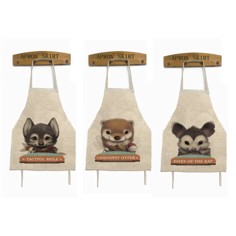Фартук унисекс из 2017 хлопка и льна с животными|unisex apron|aprons for womancolorful aprons |