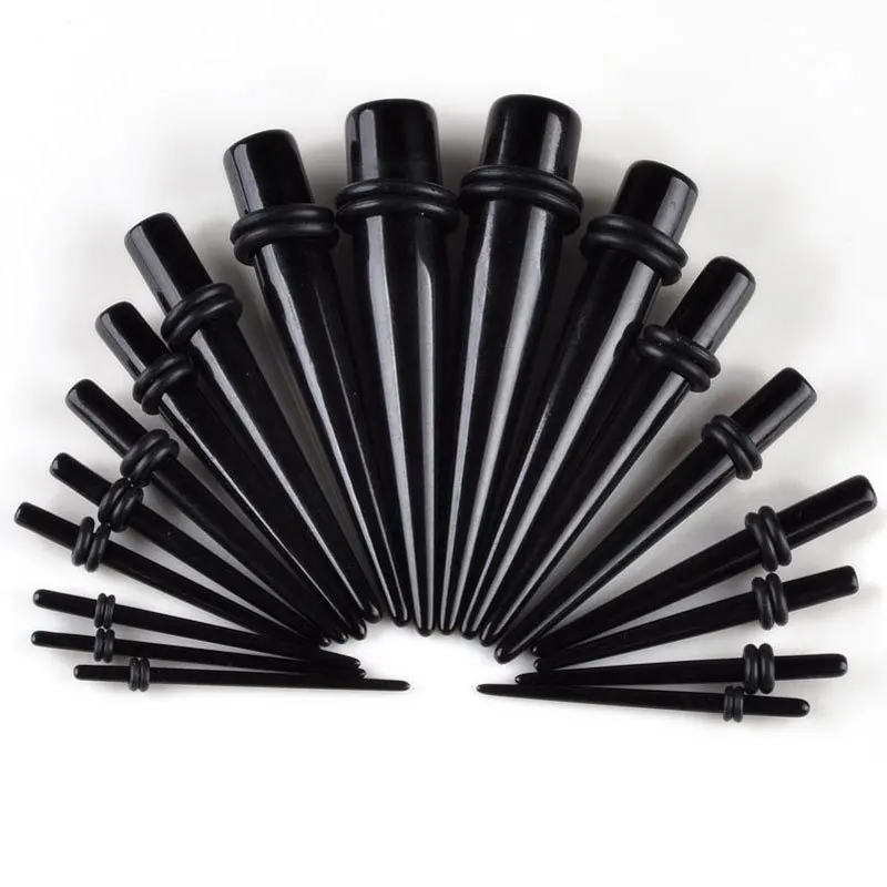 18 шт./лот черный конусности носилки для уха расширитель набор акриловых беруши и