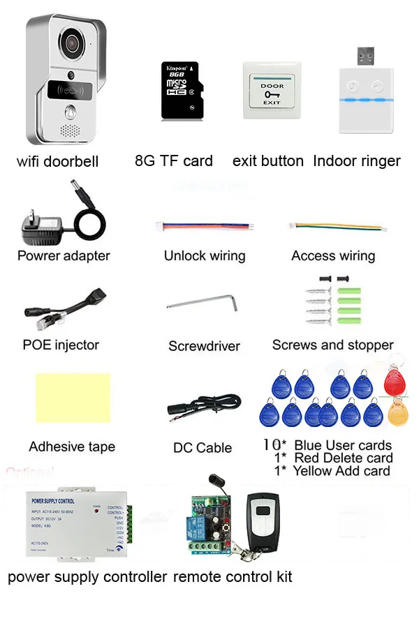 Беспроводной Wifi IP RFID дверной Звонок камера видеодомофон для Android IOS телефон Удаленный просмотр Разблокировка+ 8G TF+ Мощность