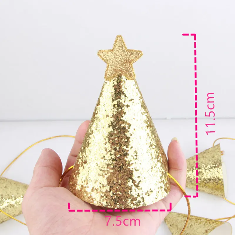 1 шт. Новые Симпатичные Блеск День рождения Шапки Star Кепки Baby Shower реквизит для