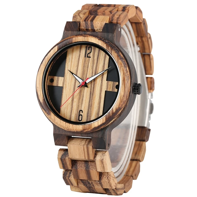 full zebra wood Антикварные мужские часы из дерева, винтажные часы из черного дерева, мужские Уникальные Разноцветные деревянные Регулируемые Кварцевые часы Relogio Masculino - Цвет: full zebra wood