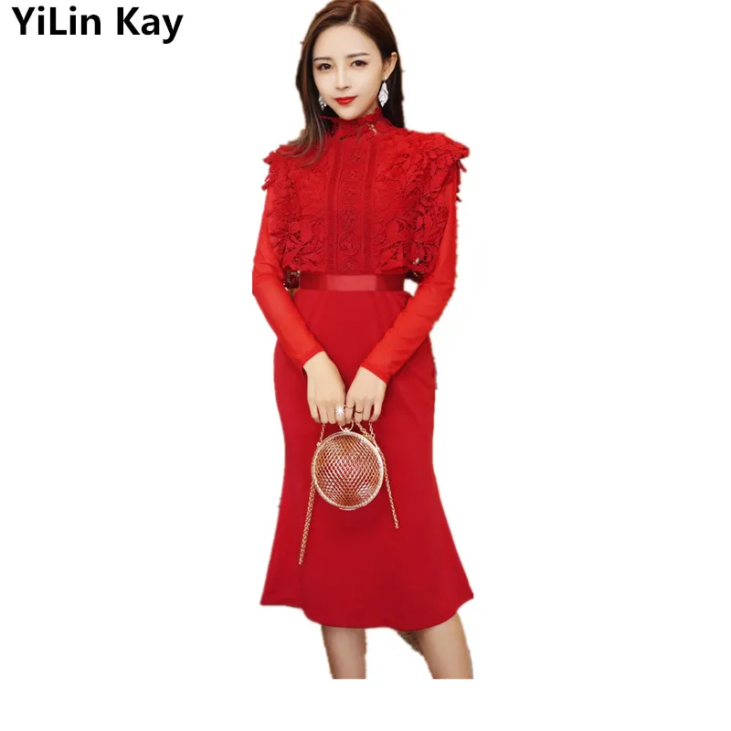 Кружевное лоскутное Сетчатое платье YiLin Kay 2019 | Женская одежда
