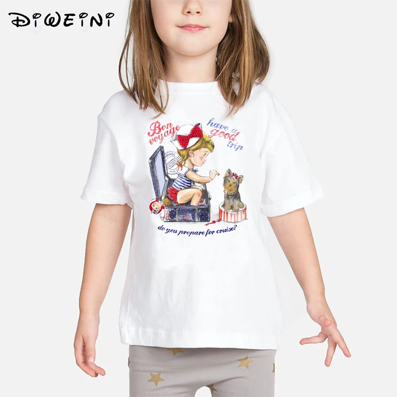 Футболка для маленьких девочек дети детская одежда с мультяшными узорами