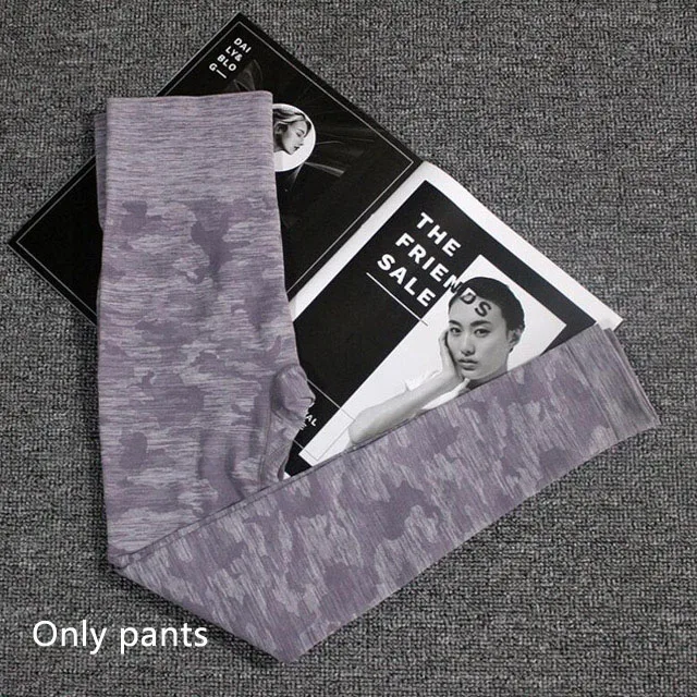 Purple pants 2 шт./компл. одежда для йоги наборы Женская Спортивная одежда Женская одежда для фитнеса одежда для активного отдыха Камуфляжный спортивный костюм спортивный бюстгальтер леггинсы набор - Цвет: Purple pants