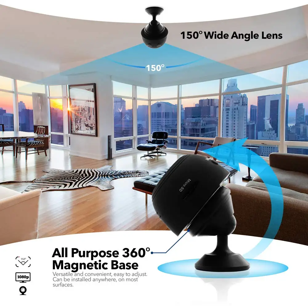 Wifi IP мини камера беспроводная 1080P HD инфракрасная микро ИК ночного видения