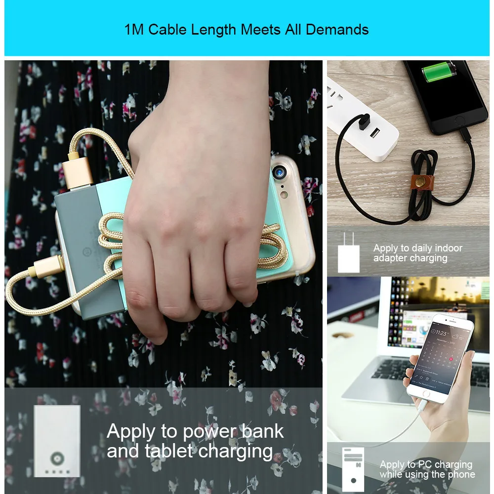 FLOVEME USB кабель для iPhone 8 7 Plus X 5 V/2.1A 1 м кабель Micro-USB в оплетке для Xiaomi 4X для samsung S8 S9 type C зарядное устройство
