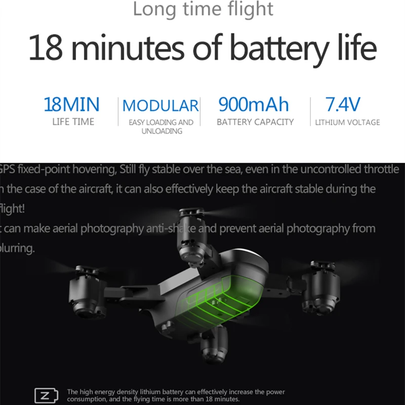 SMRC S20 gps складной карманный Дрон для селфи с видом от первого лица Квадрокоптер 1080