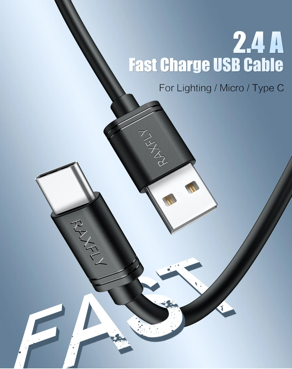 RAXFLY кабель usb type-C для Xiaomi Redmi Note 7 Micro USB кабель для зарядки и передачи данных для iPhone XR XS Max 7