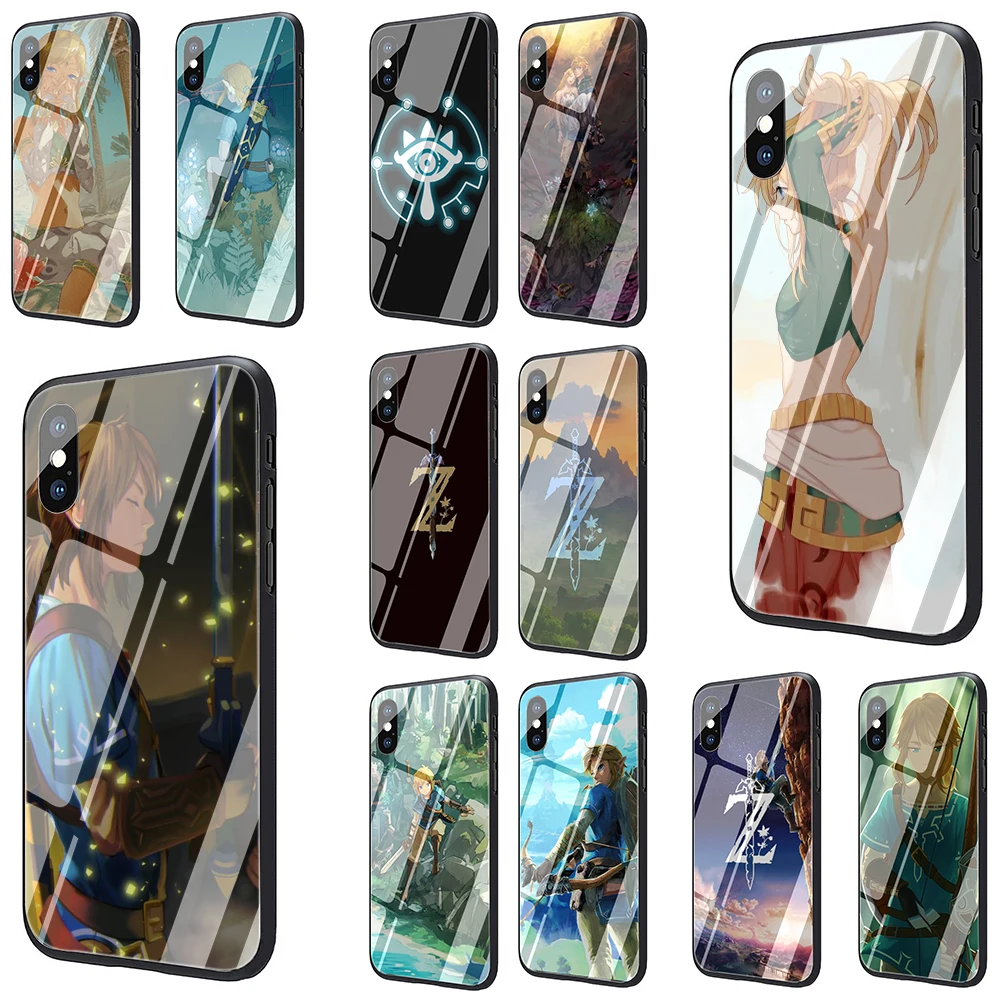 Чехол legend of zelda из закаленного стекла для iPhone 5 5S 6 6s Plus 7 8 Plus X XR XS 11 Pro Max