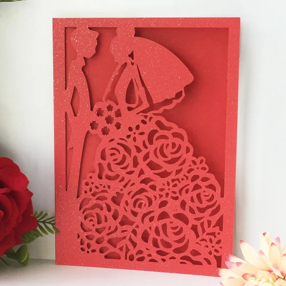 45 шт. лазерной резной невесты и жениха свадебные приглашения романтическая