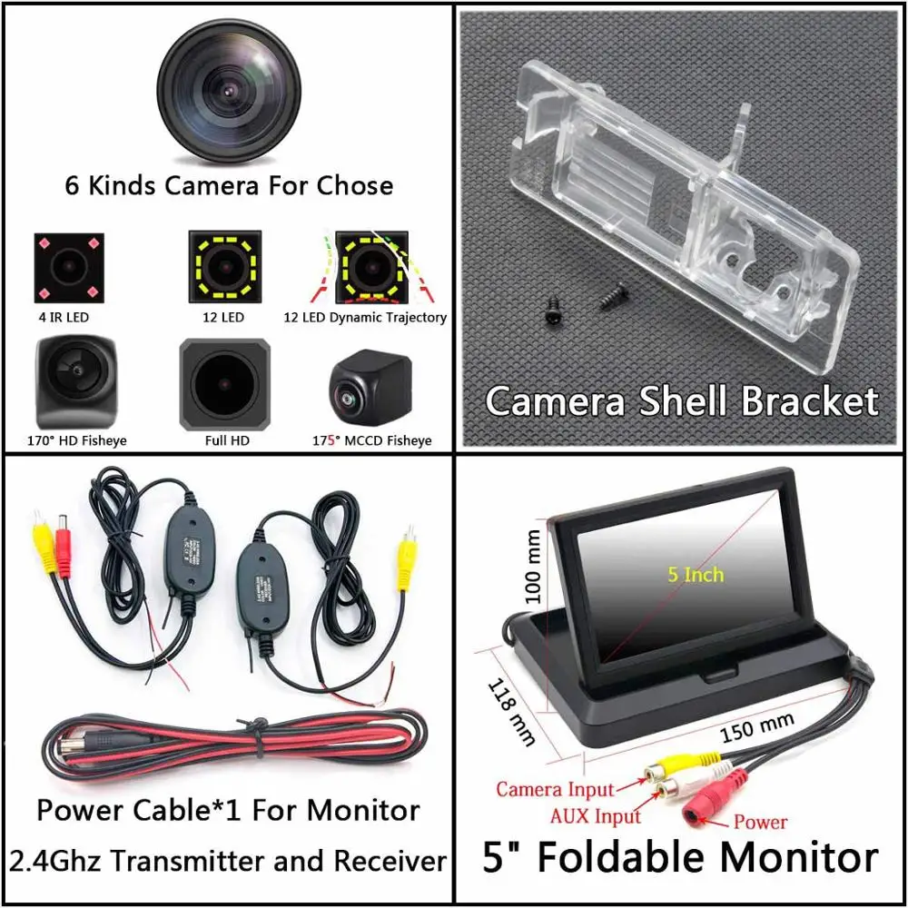 Cam Wireless 5 Fold 175 градусов 1080 P рыбий глаз Автомобильная камера заднего вида для Renault Duster Fluence Megane Nissan Terrano Dacia Duster автомобильный монитор - Название цвета: Cam Wireless 5 Fold