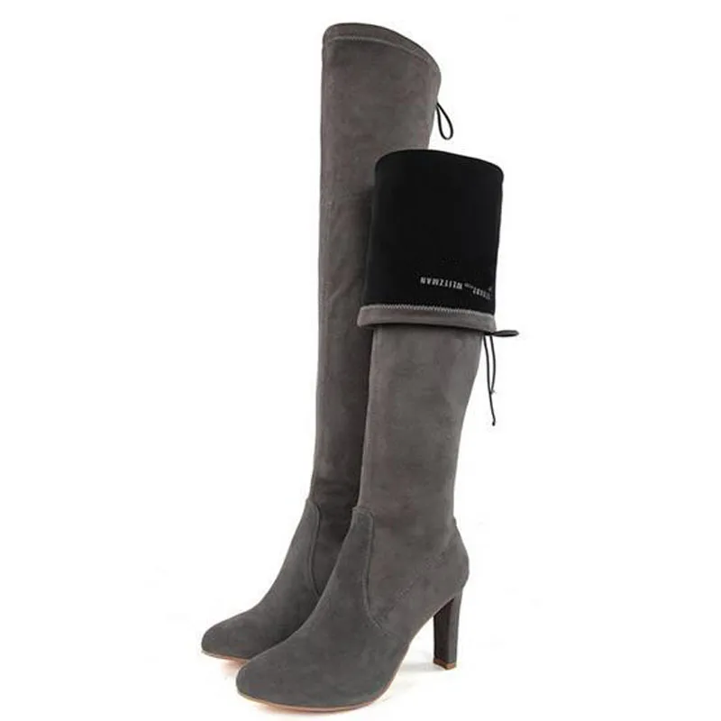 Сапоги ботфорты женские замшевые на высоком каблуке|Ботфорты| |