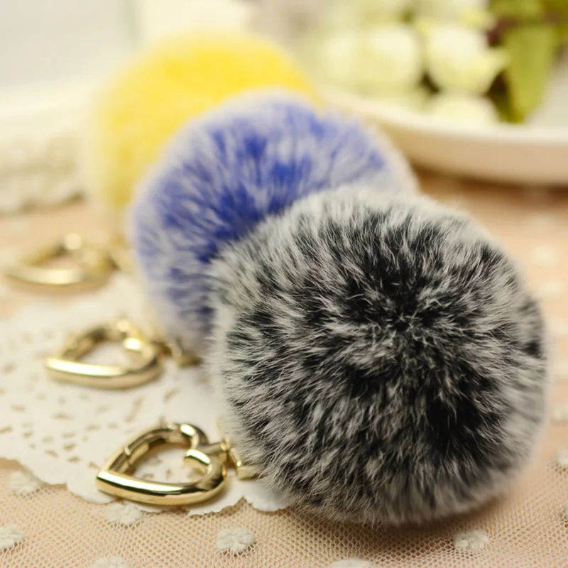 Модный пушистый Pom REX Rabbit настоящий меховой брелок шарик Puff Шарм на сумку брелки
