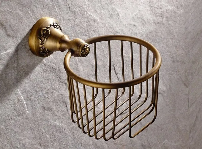 Античная латунная стойка для бумажных полотенец полка корзина сетей туалетной