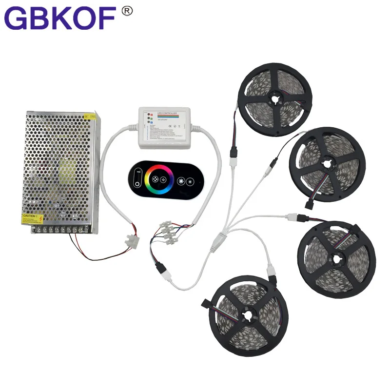 Светодиодные ленты RGB 10 м 15 20 5050 неводонепроницаемые + радиочастотный сенсорный