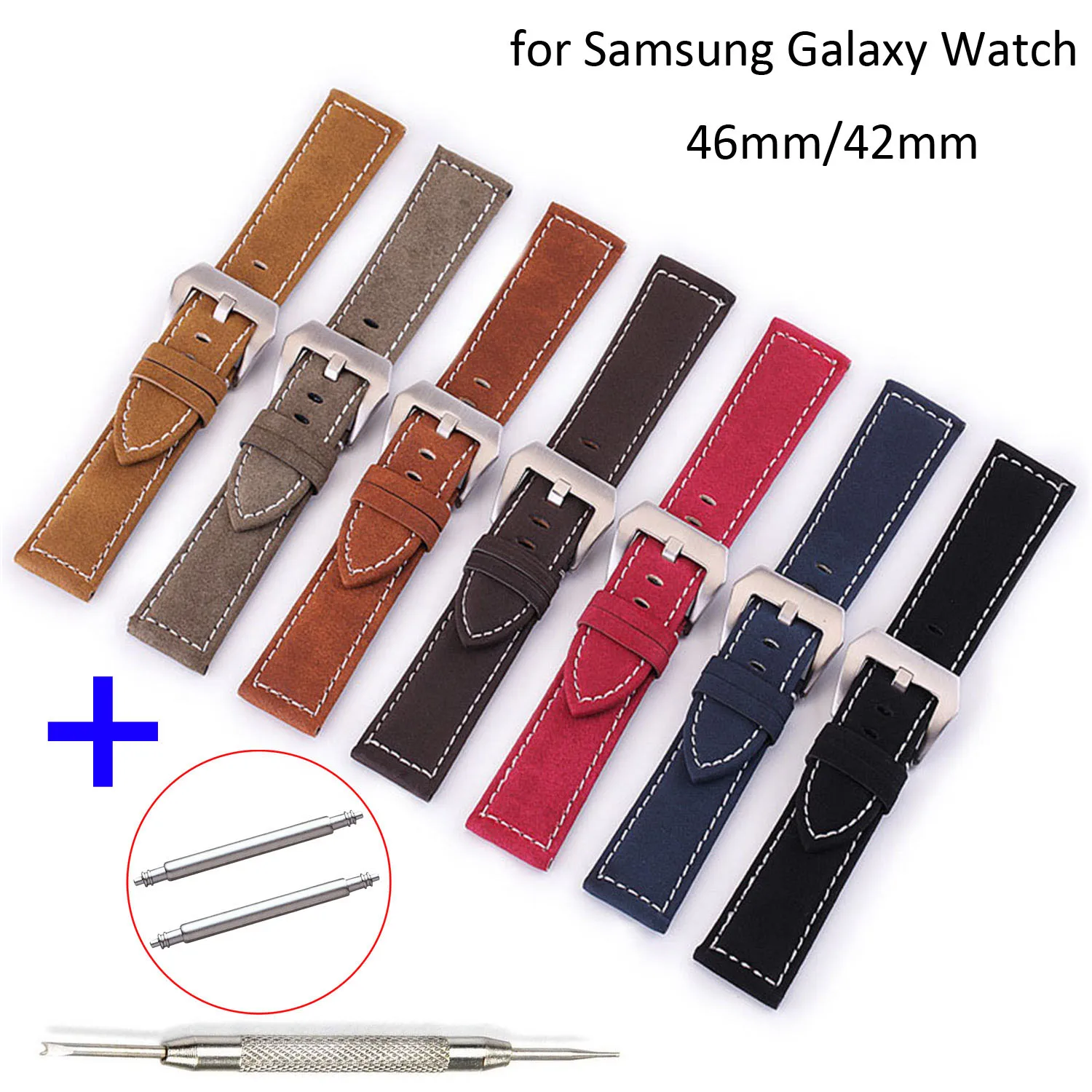 

Retro Style Genuine Leather Watchband 20mm 22mm for Samsung Galaxy Watch 42mm 46mm SM-R810/R800 Band Sports Wrist Strap Bracelet