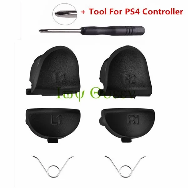 Черный IVYUEEN для sony Play Station 4 PS4 контроллер L1 R1+ L2 R2 кнопки триггера+ пружины+ инструмент для Dualshock 4 контроллеров - Цвет: Черный