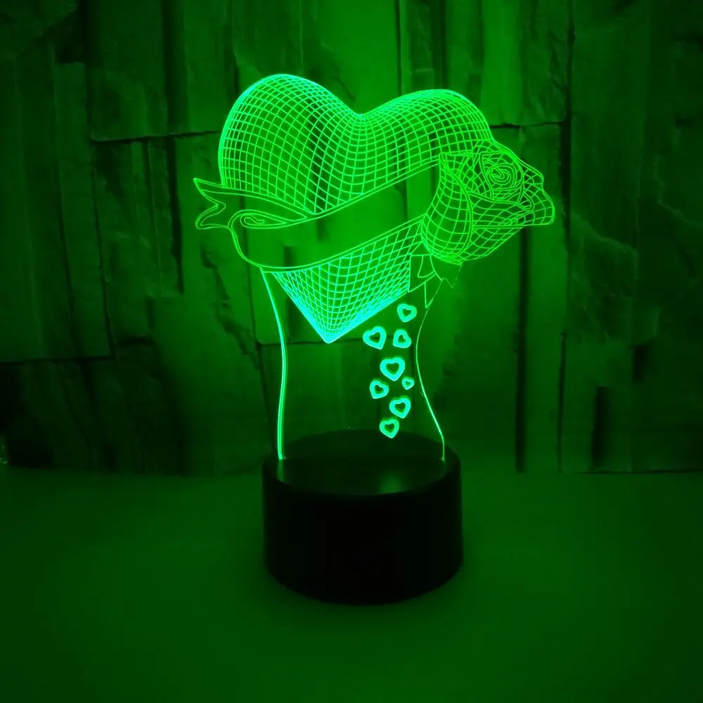 Любящая Роза 3d ночник семь красочное Сенсорное управление Led визуальная