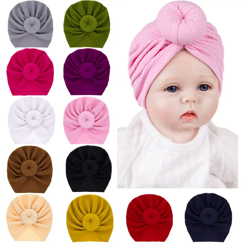 Top knot turban Baby hat Round Headband Turban Bow Beanie Infant Head cover Topknot headwrap H104S | Детская одежда и обувь