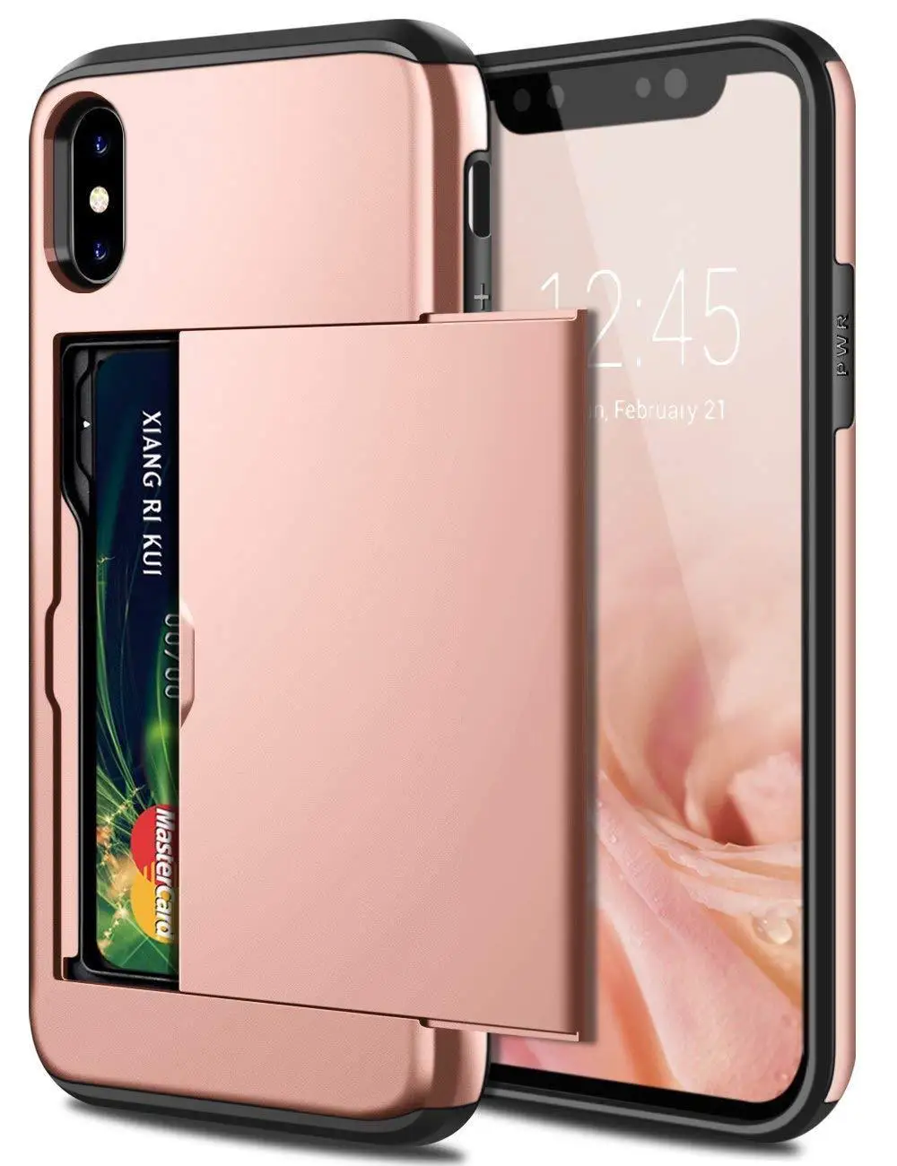 Rose Gold Защитный чехол для карт для iPhone X XS MAX XR 7 8 Plus 6 6S чехол для samsung S9 S8 Plus S7 S6 Edge Note 9 чехол s - Цвет: Rose Gold