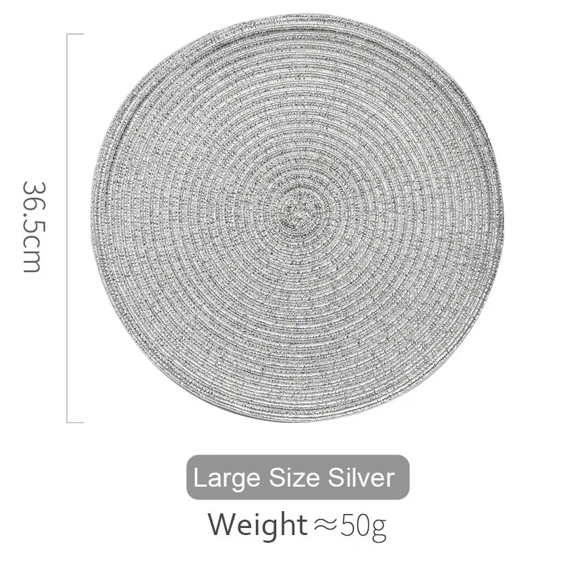 Large-Silver 4 шт./лот коврик для обеденного стола, круглый коврик из хлопка и льна, пасторальный коврик для чаши, вязаные коврики, аксессуары для стола - Цвет: Large-Silver