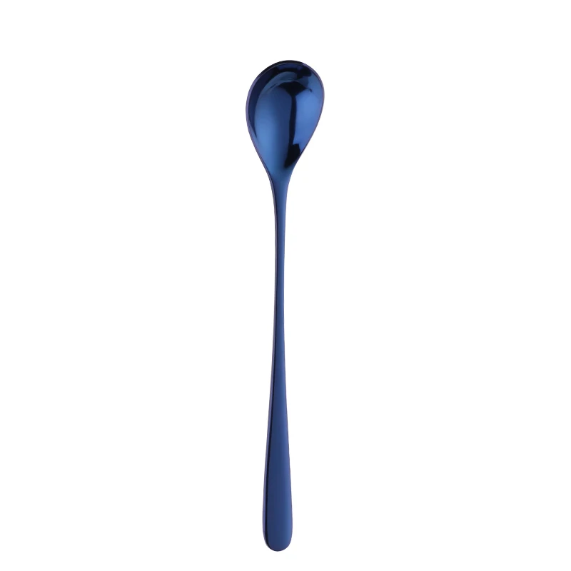 blue 12pcs 12pcs/lot Stainless Steel Coffee& Tea Spoon With Long Handle Kitchen Colourful Coffee Mixing spoons Ice Cream Dessert Spoons - Цвет: blue 12pcs