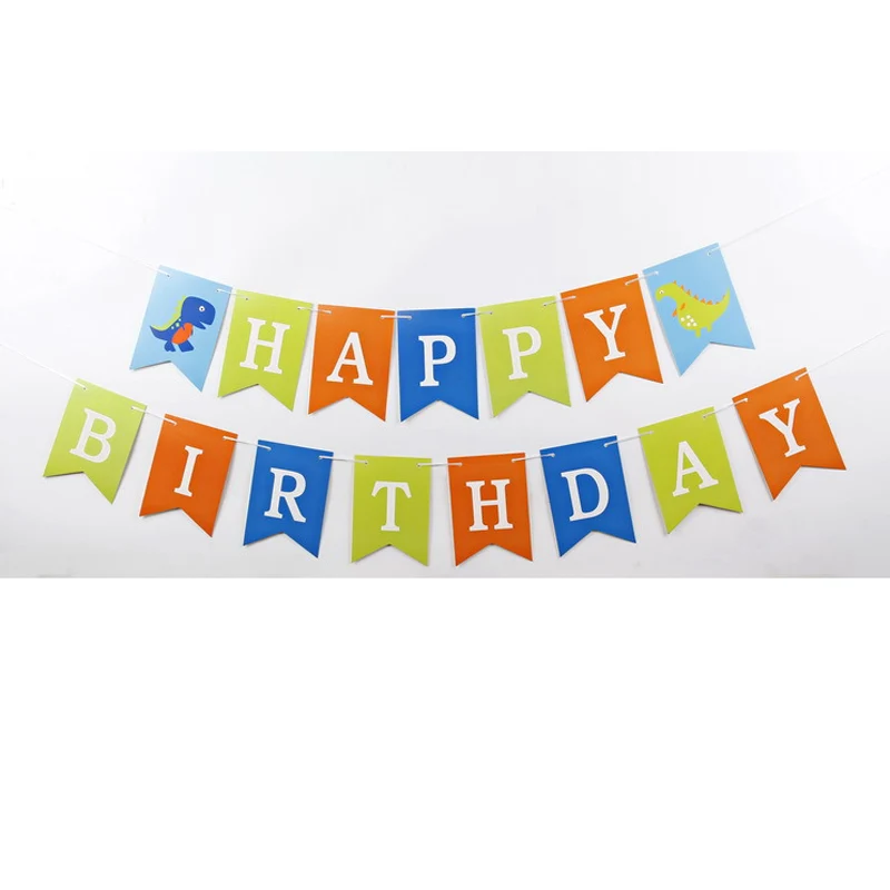 Мультфильм зеленый динозавр с днем рождения баннер Вечеринка зоопарк животное