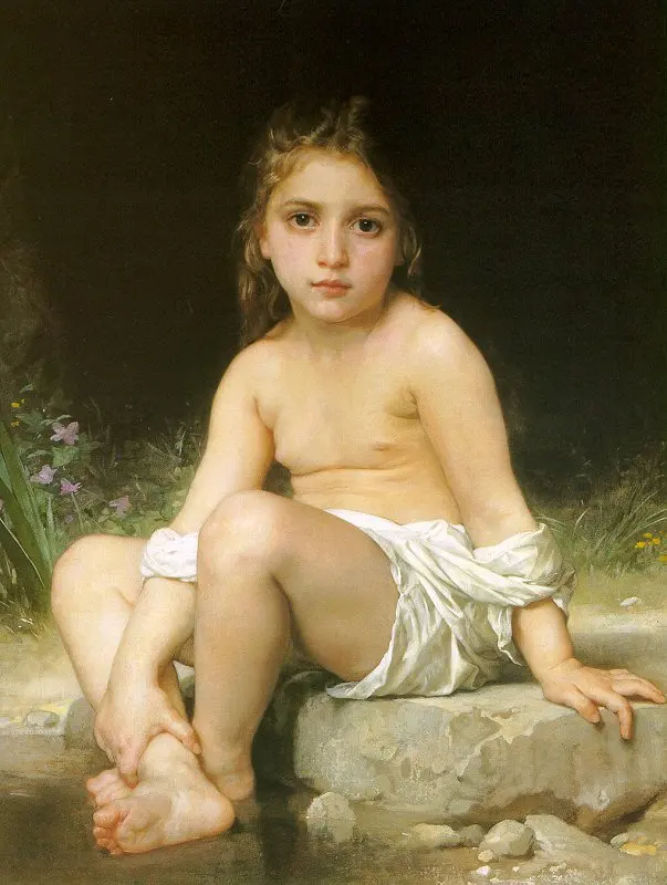 

Handmade Oil painting reproduction Child at Bath by William Bouguereau