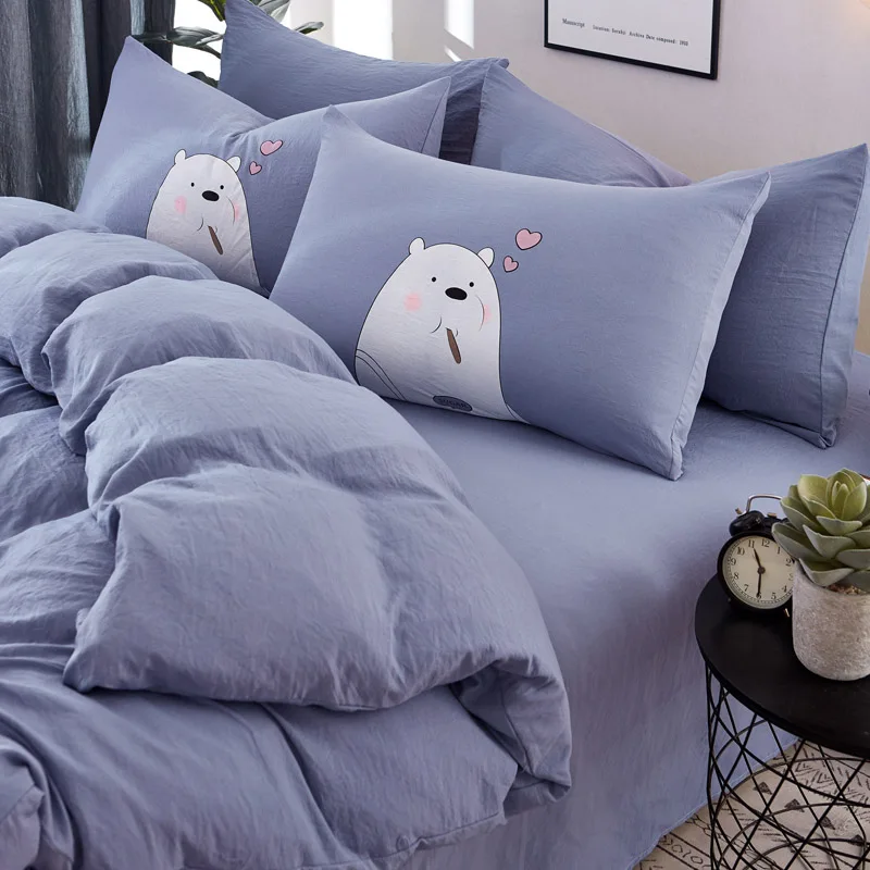 Паркшин мягкое промытое хлопковое постельное белье Декор набор постельных