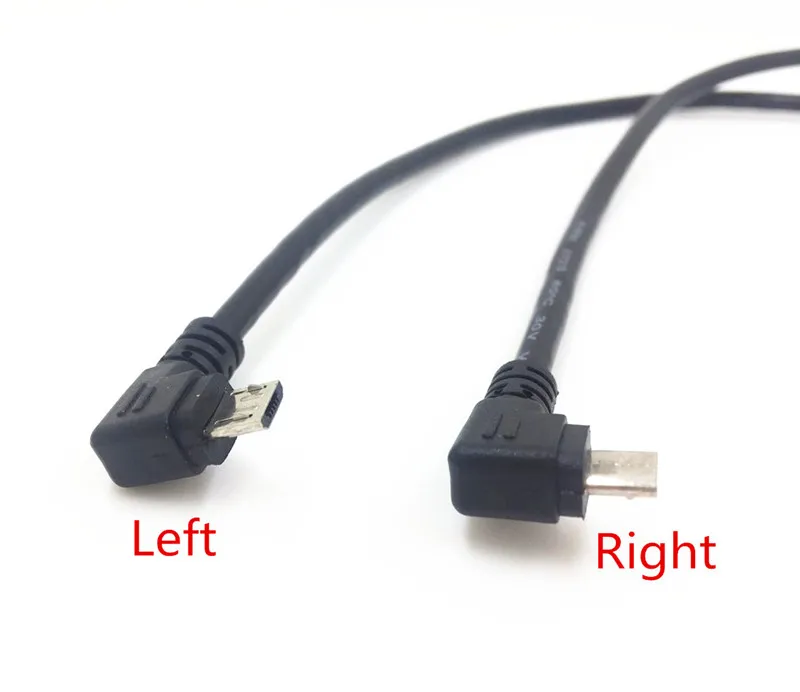 

Left & Right 90 Degree Angled Micro USB 2.0 Male to Female Extension Cable Full 5Pin Connected With screws Panel Mount Hole 30cm