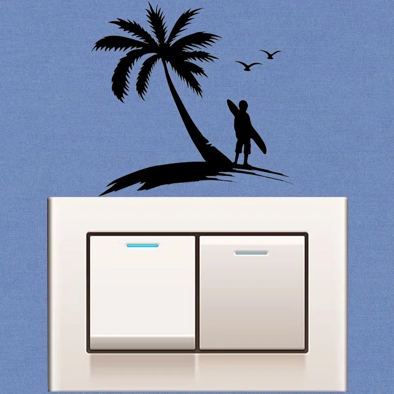 YJZT Palm Beach Surfing Surf Sport Girls Room Decor Wall Stickers Switch Decals 8SS-2483 | Дом и сад