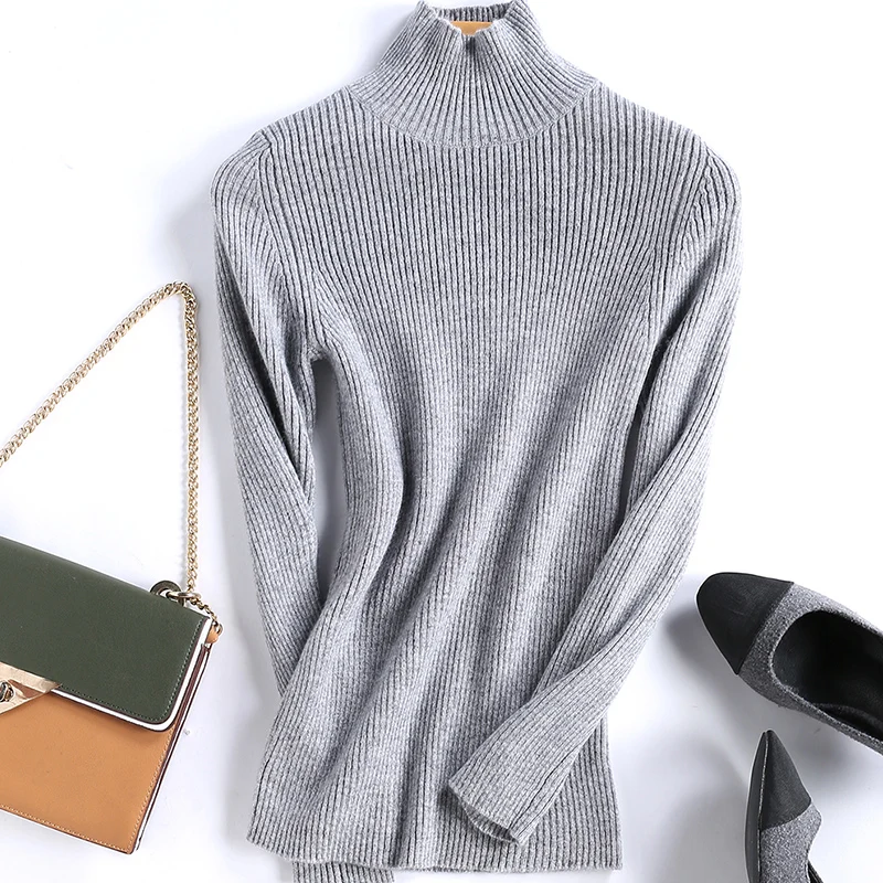Осень-зима 2019 новый модный свитер Женский пуловер с воротником хомут эластичный