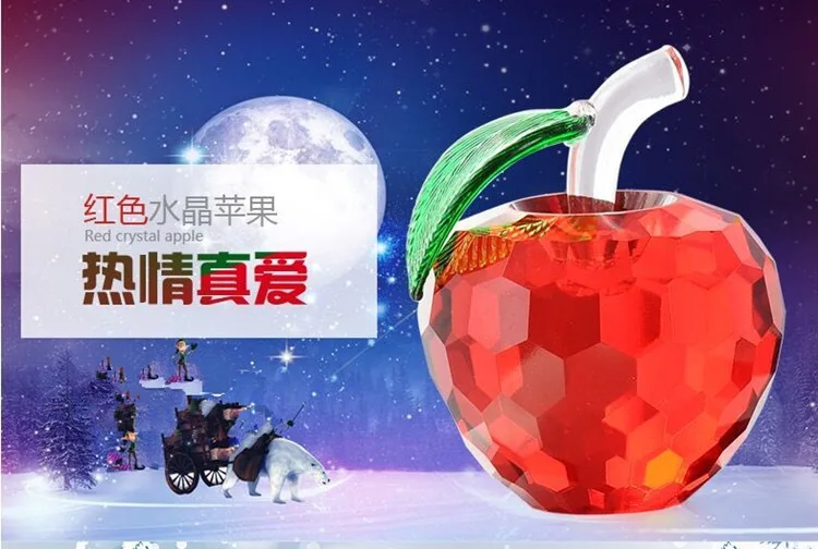 40 мм резной хрустальный яблоко пресс папье Стекло ремесла фрукты подарки