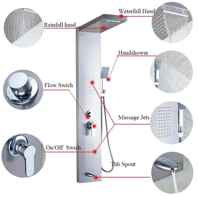 Матовый Никель Нержавеющая сталь сертифицированные 5-функции водопад дождевая