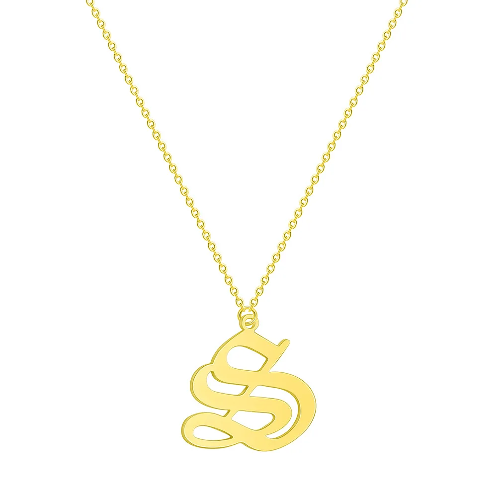 Old English Letter S Pendant Necklace Stainless Steel 26 Alphabet Name Mother's Day Gift Gracias Regalo | Украшения и
