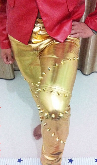 Большие размеры мужские модные штаны стилиста для ночного клуба певица Dj золотые