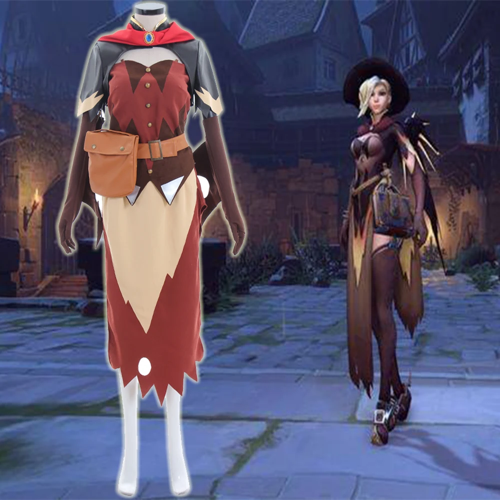 Косплей Легенда милосердия Костюм Женский Хэллоуин ведьма кожа Полный комплект