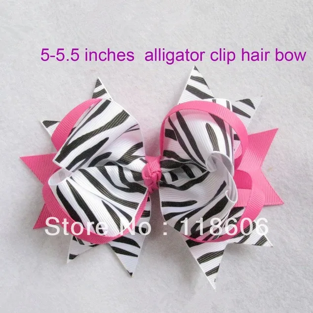 50 шт./лот светло розовый бант для волос с принтом зебры модный бутик большой