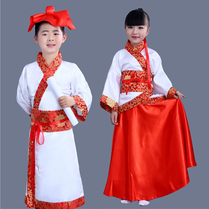 Одежда Hanfu для мальчиков и девочек традиционная китайская одежда фолк танцев