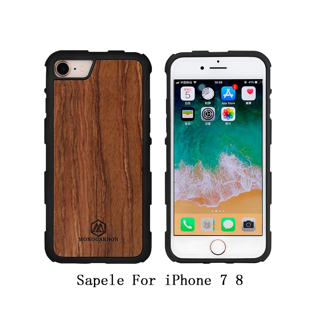 Sapele For i7 Для iPhone 7 8 X чехол бамбуковый деревянный для iPhone 7 Plus 8 Plus чехол для телефона с удобным мягким TPU деревянный ящик - Цвет: Sapele For i7