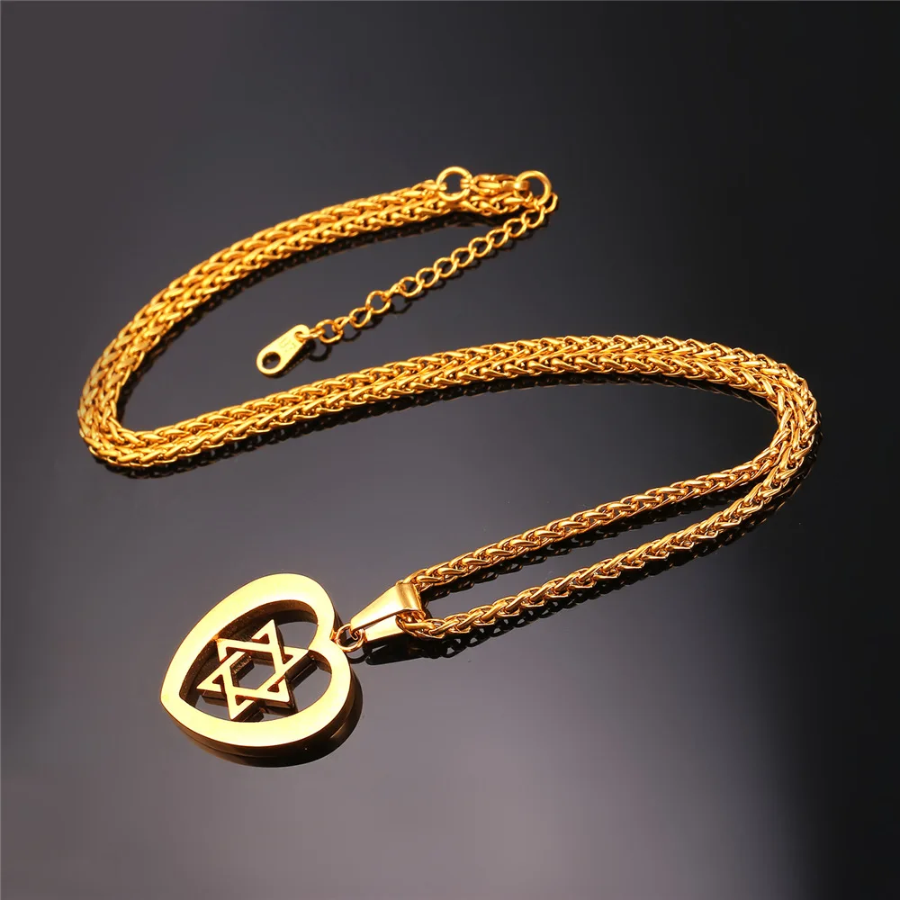 Ожерелья и подвески в форме сердца звезды Давида подвеска с золотым наполнением